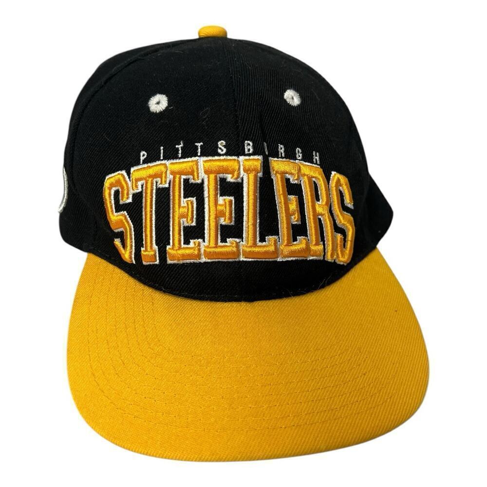 NFL Team Apparel Pittsburgh Steelers Football Mens Black Yellow Snapback Cap Hat